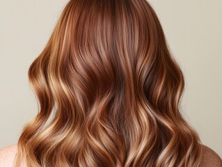 Naklejka premium Elegant long silky hair styled in glamorous waves at a luxurious salon, highlighting stunning length and shine.
