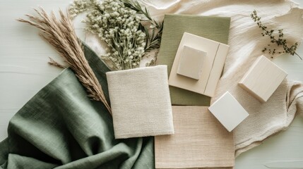 Natural Fabric Swatches & Rustic Elements