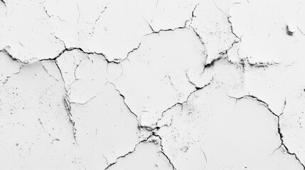 Obraz premium White cracked wall texture background, abstract grunge pattern