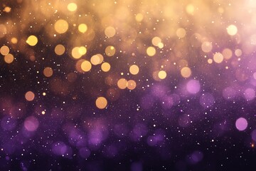 Golden and purple bokeh lights on dark background.