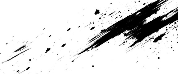 Vector Black Ink Splatter Brush Stroke on White Background