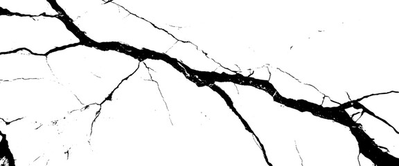 Vector white background and black cracks.