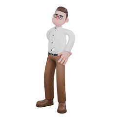 Fototapeta premium Animated Professional Sociologist. A male sociologist is standing with his right hand behind his body and his left hand on his waist. Male Professional