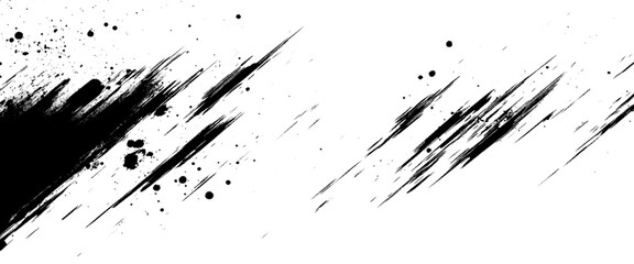 Vector Black Ink Splatter Brush Stroke on White Background