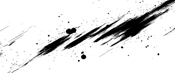 Vector Black Ink Splatter Brush Stroke on White Background