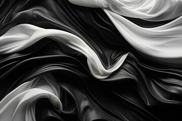 Fototapeta premium Black and white fabric swirled together.