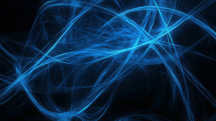 Abstract Blue Energy: Glowing, ethereal blue lines dance and intertwine against a deep black backdrop, creating a mesmerizing display of abstract energy and movement.  