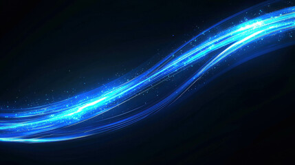 Abstract Blue Energy: A mesmerizing wave of blue light dances across a dark background, evoking a sense of energy, motion, and cosmic power.