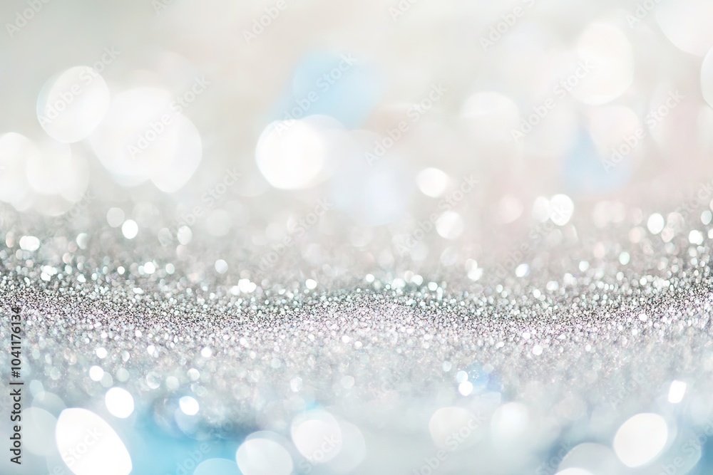 Wall mural sparkling silver glitter with soft bokeh effect