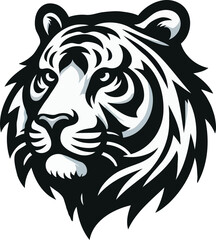 Obraz premium Tiger head black and white vector icon
