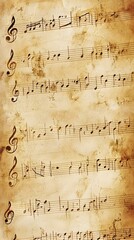Fototapeta premium Vintage Parchment Music Sheet with Faded Handwritten Notes and Melody