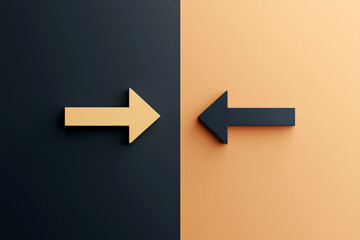 The image illustrates two arrows in distinct color zones, colliding at an angle to symbolize the intersection of different directions, creating a dynamic and visually engaging composition.