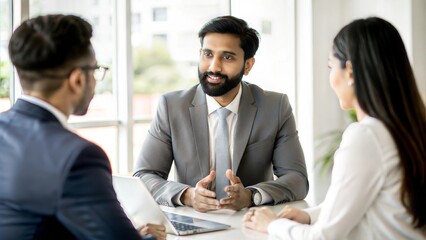 Indian Businessman Sharing Insights with Clients
