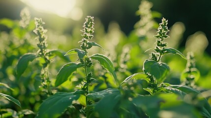 Obraz premium Sunlight Through Green Basil