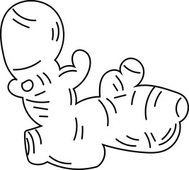 Ginger black and white on white background. Vector illustration.