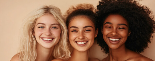 Portrait of Smiling Multiethnic Women with Natural Hair