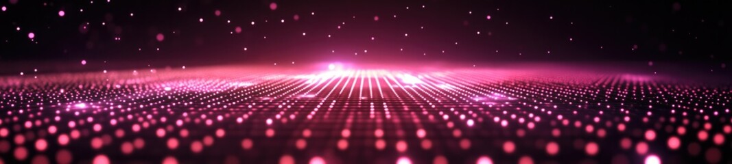 Abstract glowing digital grid on a black background