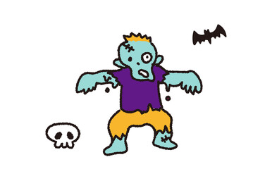 ゾンビのハロウィンモンスターイラスト