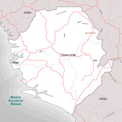 Simple outline map of Sierra Leone coloring page