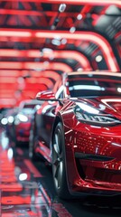 Fototapeta premium Visualize the potential of electric cars with a dynamic 3D model, highlighting their efficiency and environmental benefits