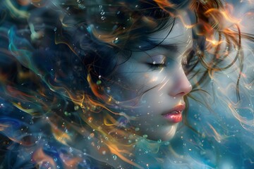 A woman with her hair blowing in the wind