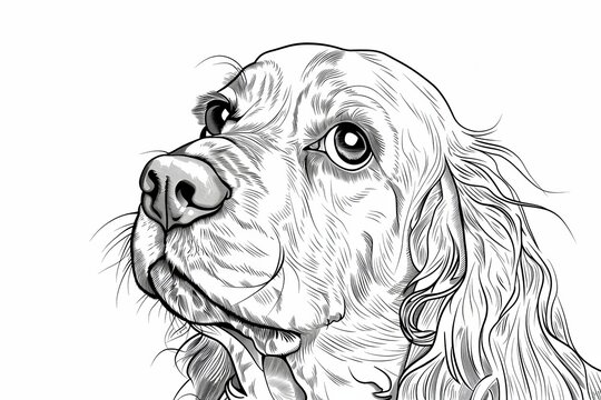 Black and White Cocker Spaniel Dog Illustration