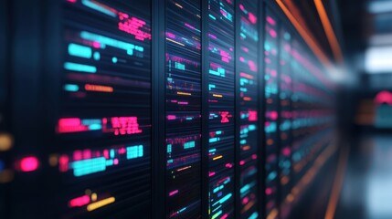 An AIpowered financial trading floor with glowing data streams and automated systems, symbolizing AI in finance