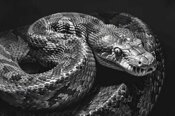 Black and White Snake Close-up - Detailed Reptile Scales
