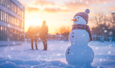 Obraz premium Festive Office Holiday Celebrations with Coworkers – Christmas Decorations, Snowy Scenes, and Team Bonding
