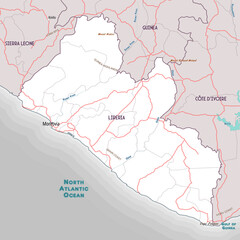 Simple outline map of Liberia coloring page