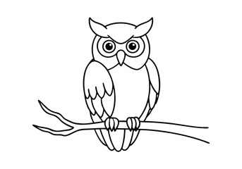 Obraz premium One Line Drawing of an Owl Sitting on a Branch – Minimal Wildlife Art