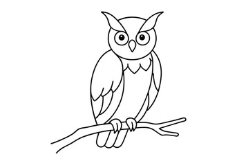 One Line Drawing of an Owl Sitting on a Branch – Minimal Wildlife Art