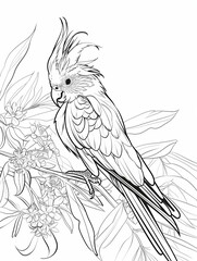 Obraz premium Cockatoo Bird Coloring Page for Adults & Kids