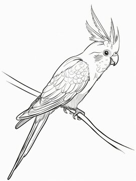 recommend clip art: Cockatiel Bird Drawing - Perched On Branch