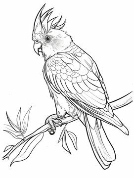 recommend clip art: Cockatoo Bird Line Drawing Coloring Page Printable