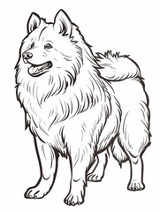 Fototapeta premium Cute Fluffy Dog Line Art Illustration