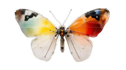 Vibrant neon butterfly sign for spring marketing and design - transparent background png