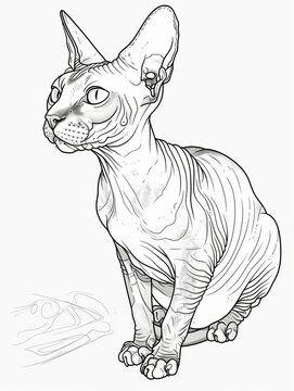 recommend clip art: Sphynx Cat Line Drawing - Hairless Cat Art