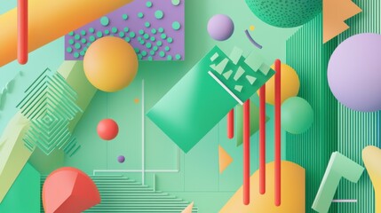 Obraz premium Green Vibrance: Abstract Geometric 3D Illustration for Creative Spaces