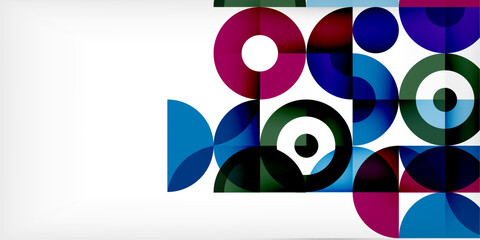 Minimal geometric abstract background. Circle square and triangle design. Trendy techno business template for wallpaper, banner, background or landing