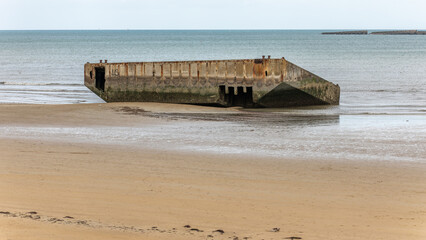 Famous British Mulberry harbours In Normandy in France on September 2024