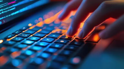 The Typing Hands on Keyboard.