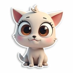 Obraz premium Cute 3D character, cartoon sticker on white background, 3D rendering
