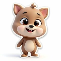 Fototapeta premium Cute 3D character, cartoon sticker on white background, 3D rendering