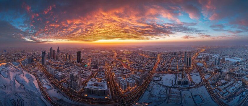 Downtown Riyadh Aerial Panorama. Expansive Cityscape View