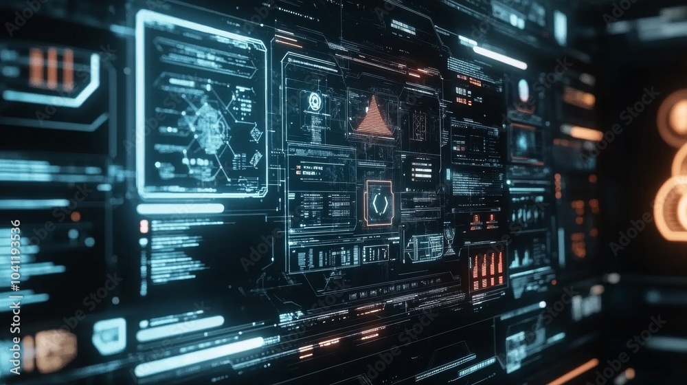 Poster Futuristic Interface. Advanced Network Security and Digital Protection