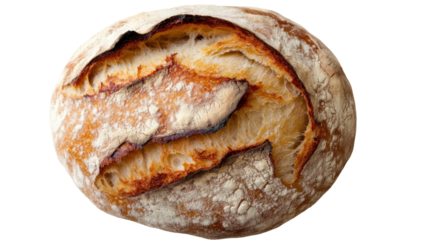 Rustic damper bread on white background for culinary arts and bakery - transparent background png