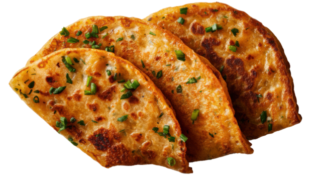 Traditional chinese scallion pancakes for culinary delights and dining experiences - transparent background png