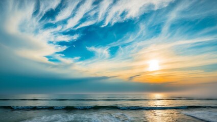 Obraz premium Dramatic Sky and Ocean with Sunburst Effect.