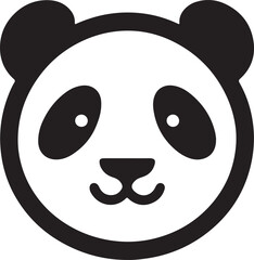 Cute panda head silhouette isolated on white background for simple graphic appeal